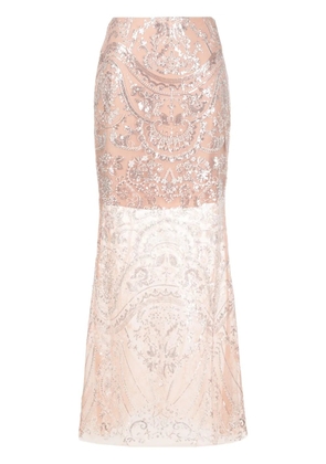 Self-Portrait bead-embellished layered skirt - Neutrals