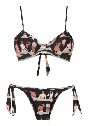 Amir Slama graphic-print bikini bottoms - Black