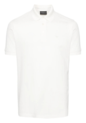 Emporio Armani embroidered-logo piqué polo shirt - White