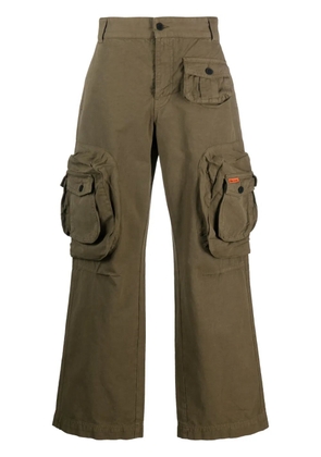 Heron Preston logo-patch straight-leg trousers - Green