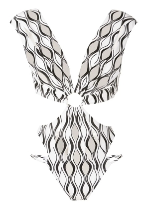 Amir Slama cut-out hardware-detail swimsuit - White