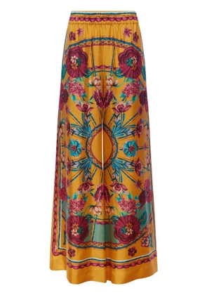 La DoubleJ graphic-print silk palazzo pants - Yellow