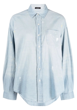 R13 paint-splatter chambray shirt - Blue