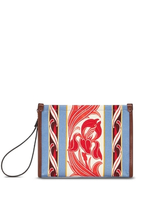 ETRO abstract-print canvas clutch bag - Blue