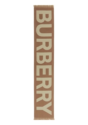 Burberry logo wool jacquard scarf - Brown