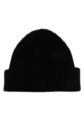Moorer logo-tag knitted cashmere beanie - Black