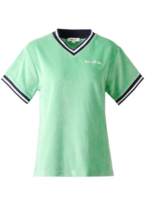 Sporty & Rich logo-embroidered V-neck cotton T-shirt - Green