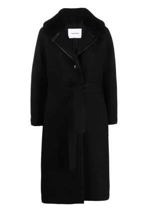 Yves Salomon belted felted-wool coat - Blue