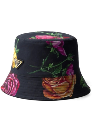 Prada floral-print reversible bucket hat - Black