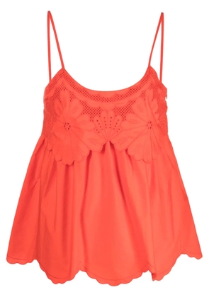 TWINSET broderie anglaise poplin top - Orange