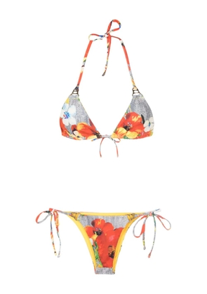 Amir Slama hibiscus-print bikini set - Multicolour