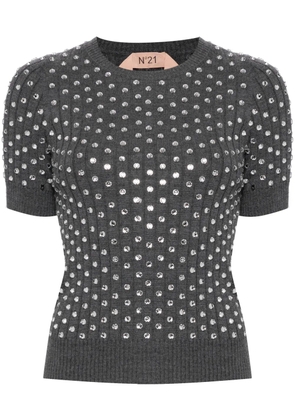 Nº21 crystal-embellished wool sweater - Grey
