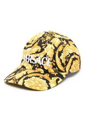 Versace logo-embroidered Barocco-print cap - Black