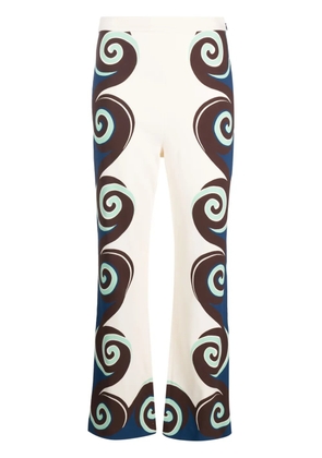 La DoubleJ Stretch geometric-print trousers - Neutrals