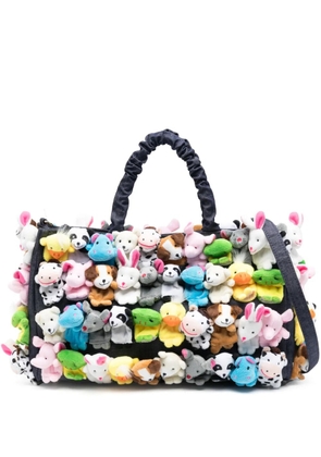 la milanesa Large Toys-appliqué cotton tote bag - Blue