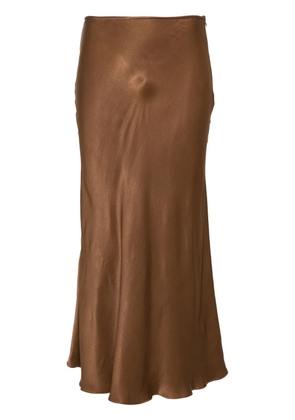 MANURÍ Sunny satin midi skirt - Brown