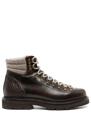 Brunello Cucinelli lace-up leather ankle boots - Brown