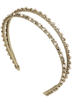 Jennifer Behr Gina crystal-embellished double headband - Gold