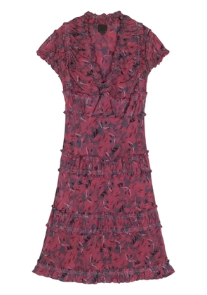 Fendi Pre-Owned 2000s ruffled silk midi dress - Purple