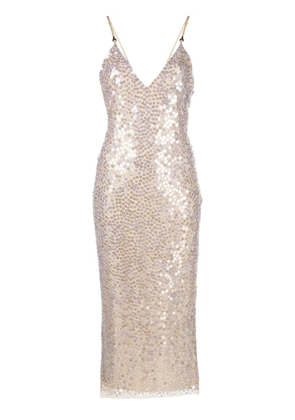 Patrizia Pepe sequin-embellished tulle midi dress - Neutrals