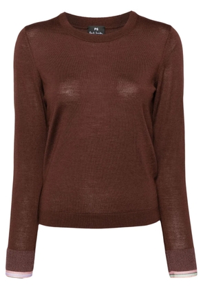 PS Paul Smith ribbed-edge wool-blend jumper - Brown