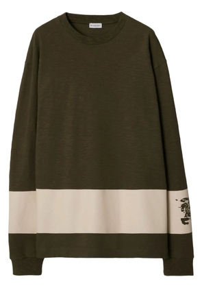 Burberry EKD-print stripe-detail cotton sweatshirt - Green