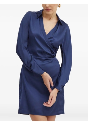 GUESS USA collared-neckline mini wrap dress - Blue