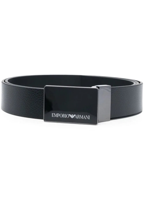 Emporio Armani logo-buckle leather belt - Black