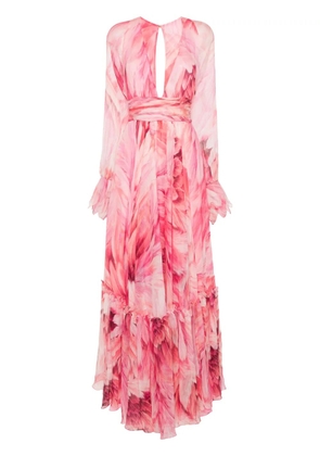 Roberto Cavalli Plumage-print maxi dress - Pink