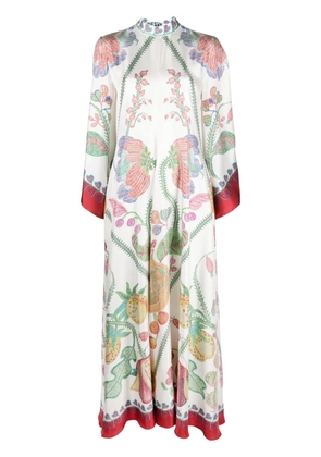 La DoubleJ Magnifico Flower Placée-print dress - White