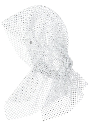 Maison Michel Riri crystal-embellished mesh hood - White