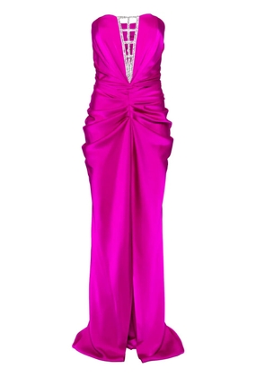 Ana Radu rhinestone-embellished draped satin gown - Pink
