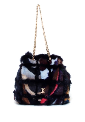 CHANEL Pre-Owned 2000 abstract-pattern CC-plaque chain shoulder bag - Black