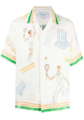 Casablanca logo-print linen shirt - Multicolour
