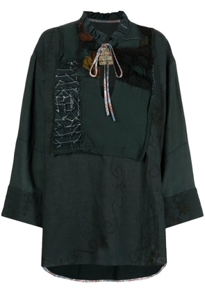 By Walid patchwork-design cotton tunic - Green