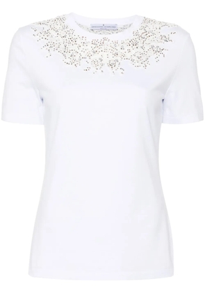 Ermanno Scervino lace-detail crystal-embellished T-shirt - White