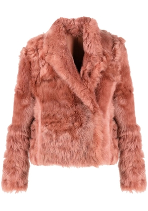 Yves Salomon cropped shearling leather jacket - Pink