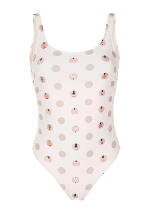 Amir Slama graphic-print swimsuit - Neutrals