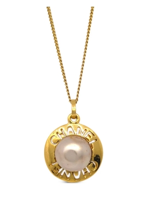 CHANEL Pre-Owned 1990-2000s logo-pendant chain necklace - Gold