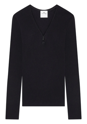 Courrèges 90's zip-neck T-shirt - Black