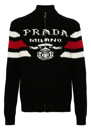 Prada logo-jacquard cashmere cardigan - Black