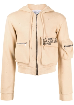 Natasha Zinko camp-slogan cargo-pocket hoodie - Brown