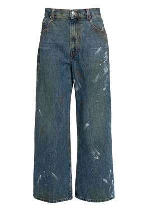 Helmut Lang painted wide leg jeans - Blue