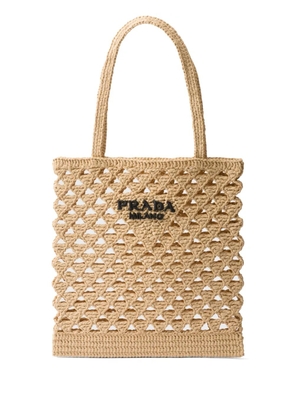 Prada woven crochet tote bag - Neutrals