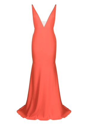 Alex Perry plunge-neck fishtail gown - Red