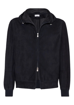 Brunello Cucinelli zip-up hooded sweatshirt - Blue
