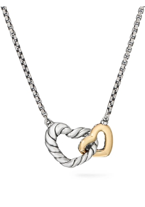 David Yurman 18kt yellow gold and sterling silver Cable Collectibles Interlocking Heart necklace (16.4mm)