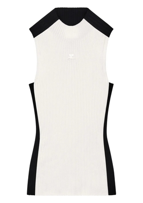 Courrèges Contrast Frame ribbed tank top - Black