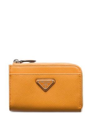 Prada triangle logo leather key case - Orange