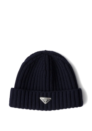 Prada logo beanie hat - Blue